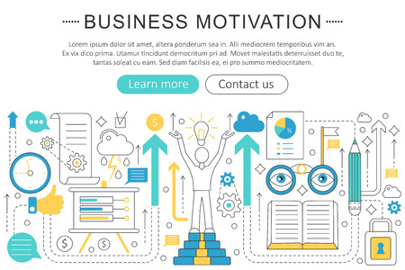 Vector elegant thin line flat modern Art design Business motivation discipline concept. Websiteheader banner elements layout. Presentation, flyer and poster.のイラスト素材
