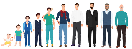 Different age of the men male person. Man age collectionのイラスト素材