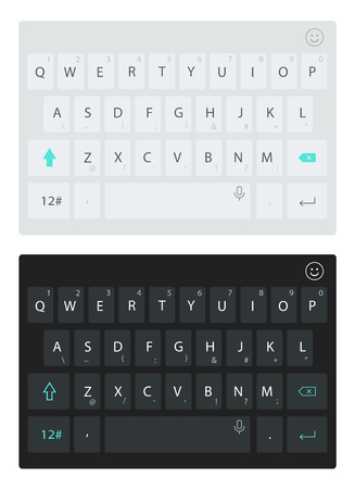 Modern smartphone keyboard, alphabet buttons. Vector dark and light keyboard.のイラスト素材