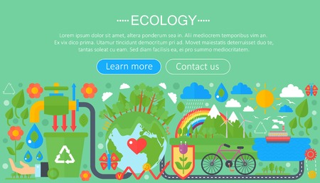 Modern flat infographic ecology concept. Green energy alternative fuel. Web header posterのイラスト素材