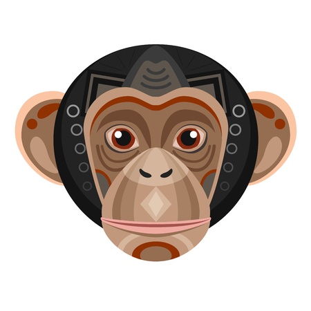 Chimpanzee Head Logo. Monkey Vector decorative Emblem.のイラスト素材