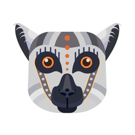 Lemur Head Logo. Madagascar lemur Vector decorative Emblem.のイラスト素材