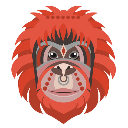 Illustration for Orangutan head Logo. Monkey Vector decorative emblem illustration. - Royalty Free Image