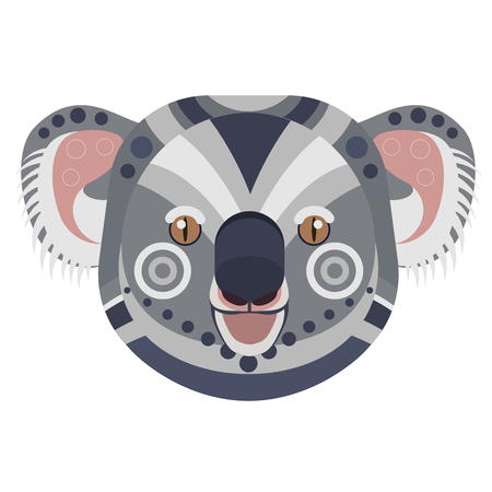 Koala Head Logo. Exotic bear vector decorative emblemのイラスト素材