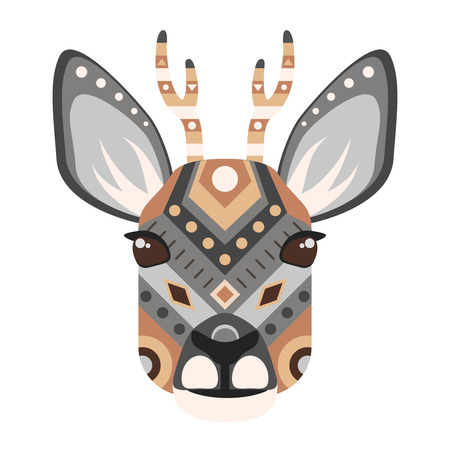 Roe Head Logo. Deer Vector decorative Emblem.のイラスト素材