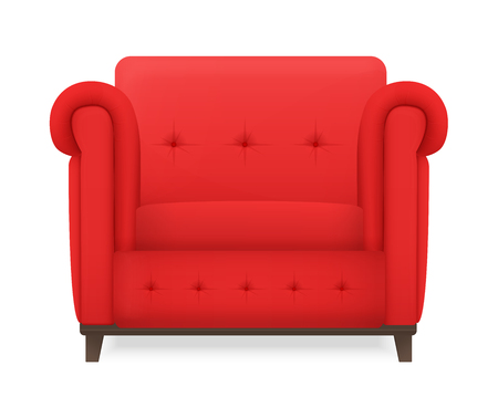 Vector realistic red leather armchear isolatedのイラスト素材