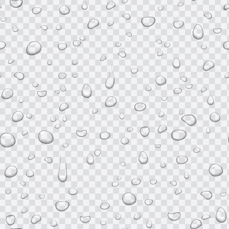 Realistic pure clear water drops set isolated on the transperant alpha background. Vector illustration.のイラスト素材