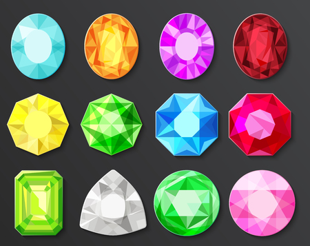 Vector Colored gems diamonds set isolatedの写真素材