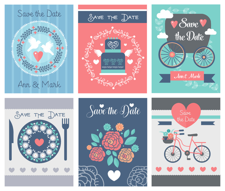 Set of wedding vector ornaments and decorative elements, vintage banner, template, label, badge.のイラスト素材