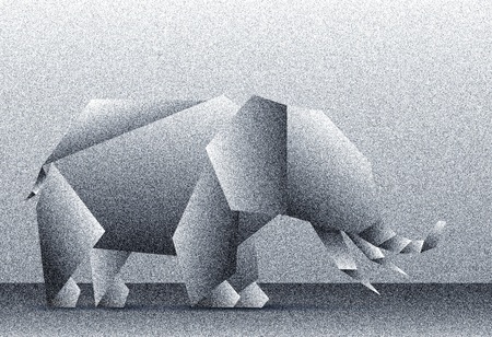 Illustration of an abstract low polygonal elephant with noise effect.の写真素材