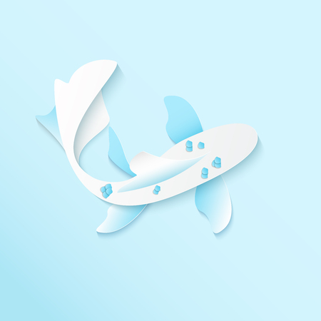 Vector paper blue fish greeting card. Paper designのイラスト素材