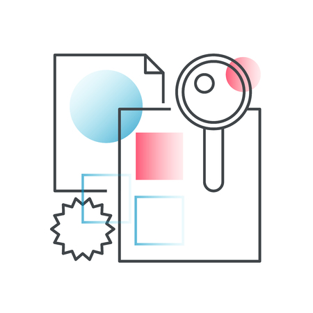 Business searching, office vector concept in trendy line with gradient flat colorのイラスト素材