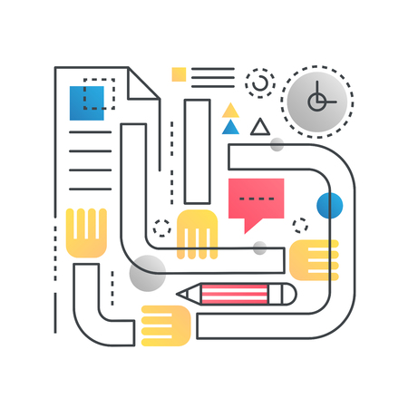 Teamwork vector concept in trendy line with gradient flat color.の写真素材