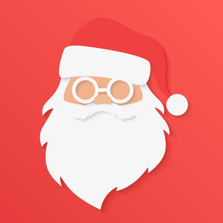 Christmas greeting card. Santa Claus portrait face in trendy paper cuted style vector illustrationのイラスト素材