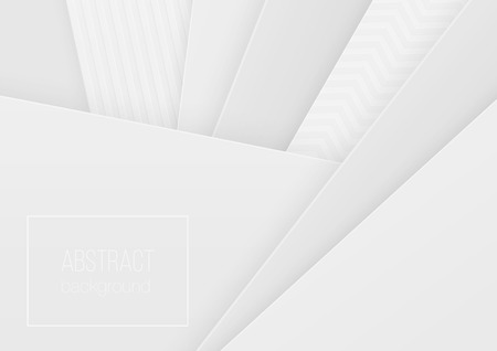 Abstract volumetric 3d geometric paper cuted art illustration with text place. White realistic paper topography reliefのイラスト素材