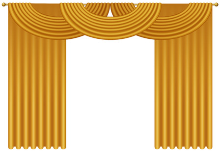Realistic vector golden luxury curtains and draperies isolated.のイラスト素材