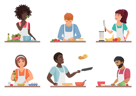 Cartoon people cooking set isolated vector illustrationのイラスト素材