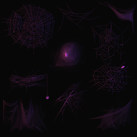 Abstract halloween shine colorful neon spiderwev cobweb vector illustrationのイラスト素材