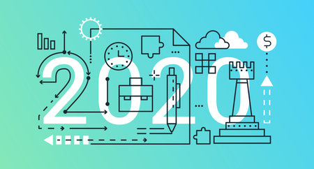 Business thin line concept vector illustration. Website interface creative linear design with...