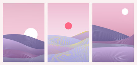 Abstract minimal gradient landscape set, template background for social media storiesのイラスト素材