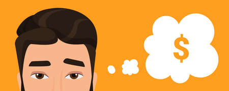 Businessman thinking, beautiful office worker thinking about business money growthのイラスト素材