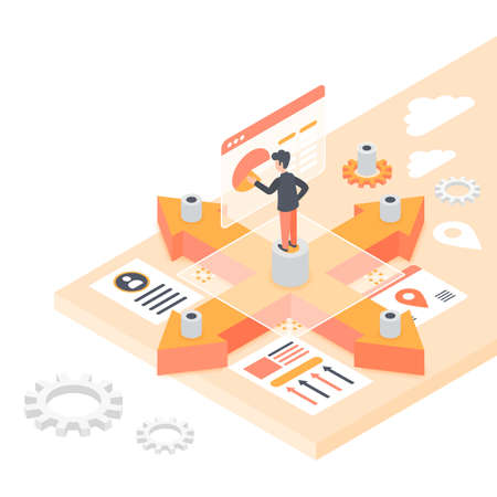 Choosing personal development career direction. Improving process of gaining skills and awareness abilitiesのイラスト素材