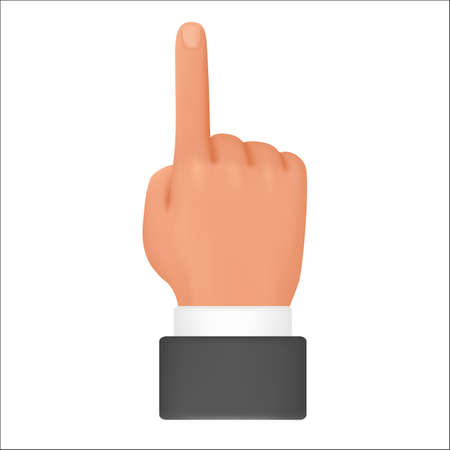 Human hand pointing with index finger. Nonverbal body language and arm gestures 3d cartoon illustrationのイラスト素材
