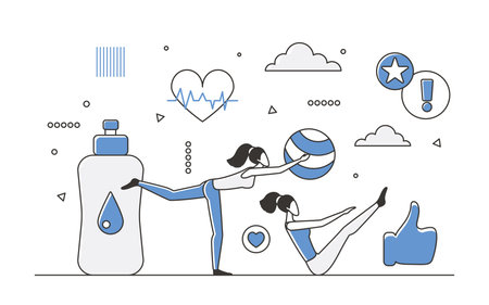 Fitness training and sport exercising. Physical activity aerobic program vector monocolor illustrationのイラスト素材