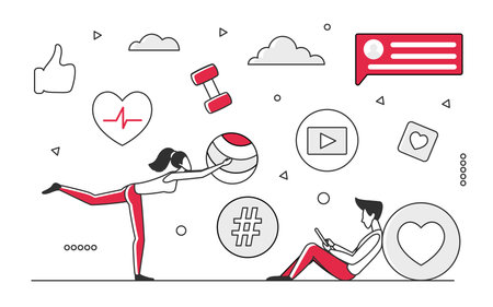 Home aerobic regular fitness training exercises. Healthy and active daily lifestyle vector monocolor illustrationのイラスト素材