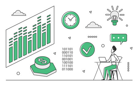 Digital currency market. Trading stock platform, crypto forecasting, online wallet vector monocolor illustrationのイラスト素材