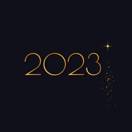 2023 luxury shine of gold Happy New Year background design background. Poster, shiny greeting card,...