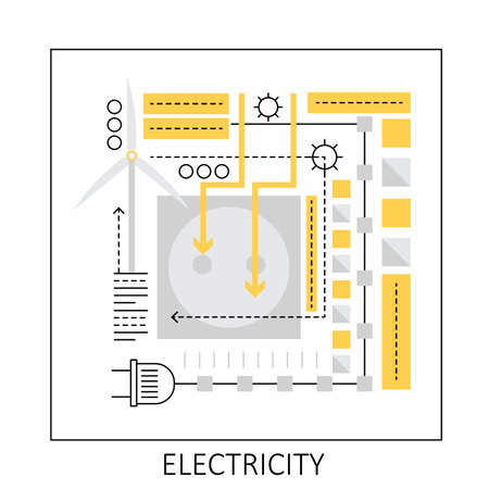 Building construction electricity. Electrical works, residential electrical planning vector illustrationのイラスト素材