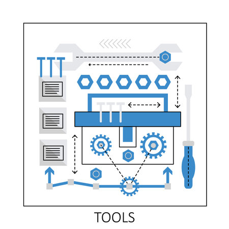Building construction tools. Repair hand tools, working equipment vector illustrationのイラスト素材