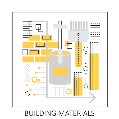 Construction buildings material. House construction tools, equipment supply vector illustrationのイラスト素材