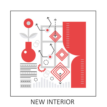 New interior designer project. Building construction, interior renovation vector illustrationのイラスト素材