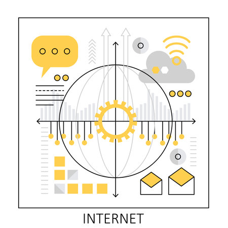 Global internet network. Online connection, digital communication vector illustrationのイラスト素材