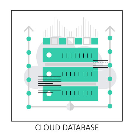 Cloud database server. Hosting online information storage, cloud computing vector illustrationのイラスト素材