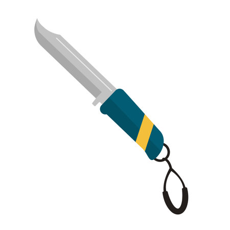 Diving knife tool. Diver stuff equipment, underwater swimming tools vector cartoon illustrationのイラスト素材