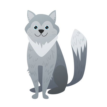Siberian husky dog. Domestic doggy breed, family puppy friend vector cartoon illustrationのイラスト素材