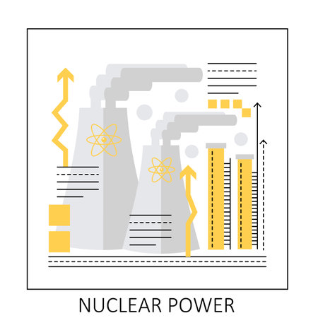 Nuclear power station. Nuclear energy production, nuclear power plant vector illustrationのイラスト素材