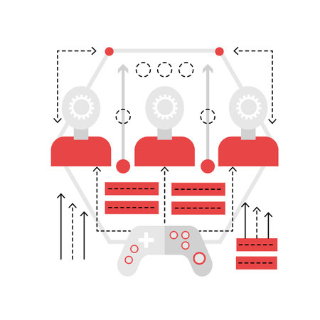 Video games community. Online gaming addiction, players network vector illustrationのイラスト素材