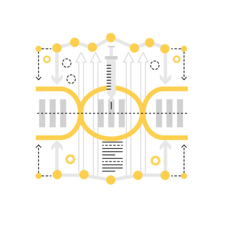 Transgenic organisms. Genetics biochemistry research, lab test vector illustrationのイラスト素材