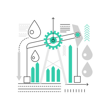 Oil pump industry. Petrol pumpjack, industrial production of oil vector illustrationのイラスト素材