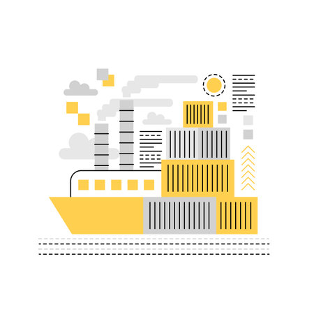 Cargo ship transportation. Logistical cargo boat, maritime shipping vector illustrationのイラスト素材