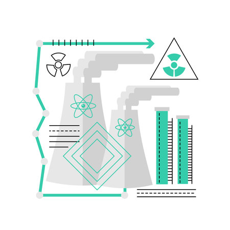 Nuclear power station. Nuclear energy plant, nuclear reactor, industrial smog vector illustrationのイラスト素材