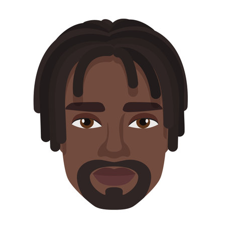 Afro bearded man. Fashion african male haircut, stylish hairdress vector isolated illustrationのイラスト素材