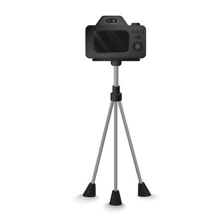 Tripod video camera. Photo studio equipment, professional photoshoot tools vector illustrationのイラスト素材