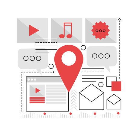 Social media content. Content management, seo optimization strategy graphic icon illustrationのイラスト素材