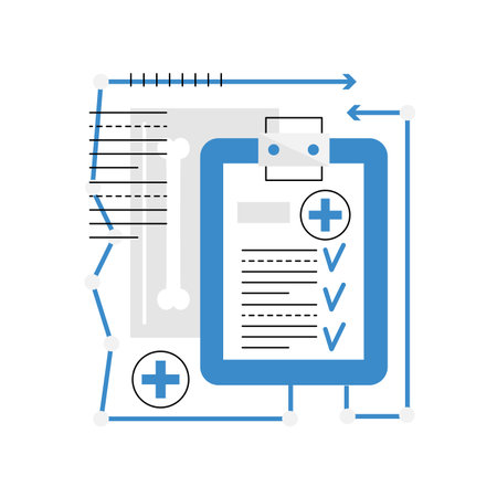 Patient medical records. Healthcare analysis, health history, test analysis vector illustrationのイラスト素材