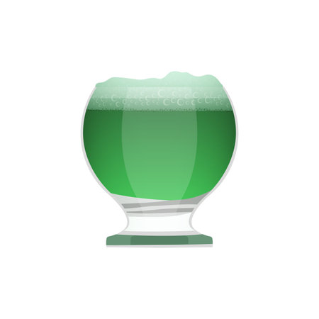 Beer glass, clear round goblet of green craft alcohol drink vector illustrationのイラスト素材